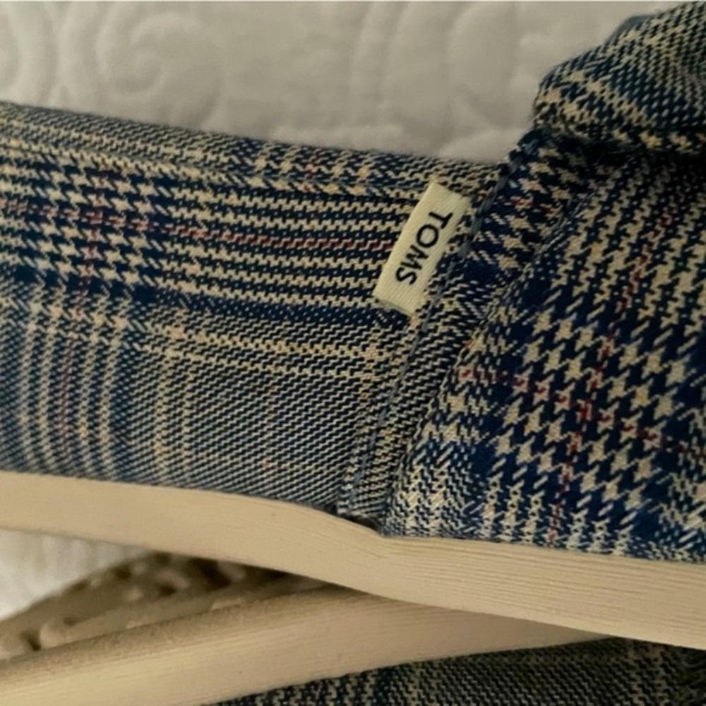 Toms Alpargata Citadel Blue Classic Plaid/Bow flats Sz 11 - Picture 9 of 15